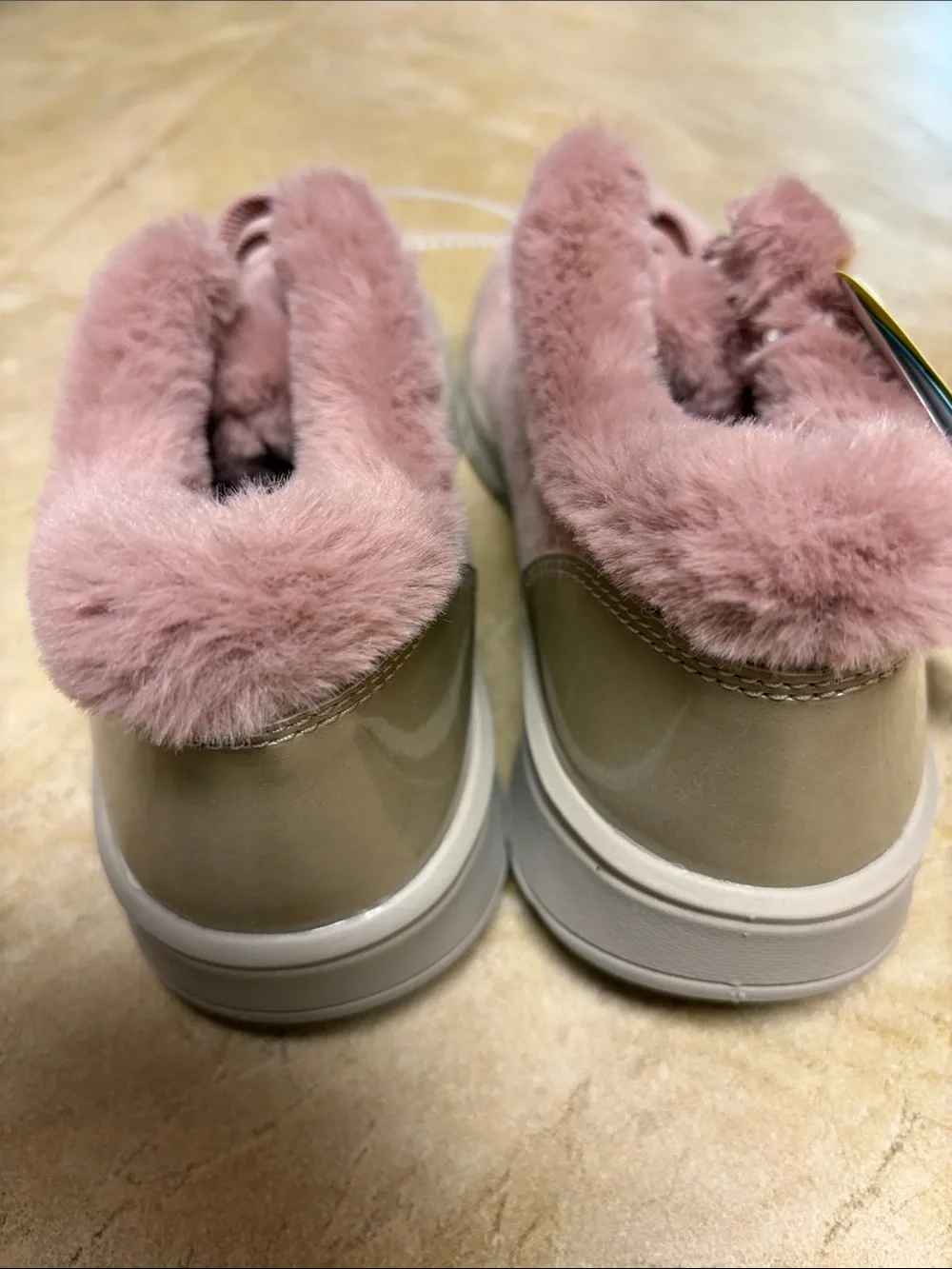Bzees Women's Blush Pink Faux-Fur Slip-On Sneakers